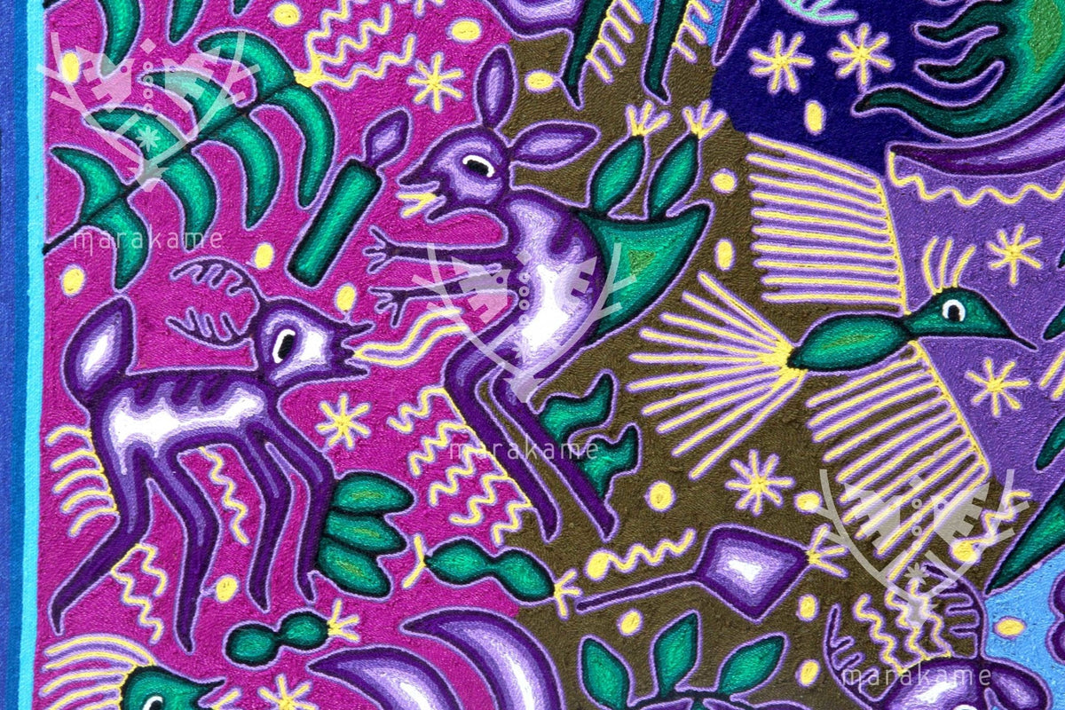Nierika de Estambre Cuadro Huichol - Tawexika - 120 x 120 cm. - Arte Huichol - Marakame