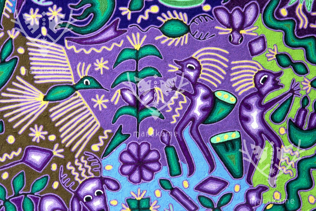 Nierika de Estambre Cuadro Huichol - Tawexika - 120 x 120 cm. - Arte Huichol - Marakame