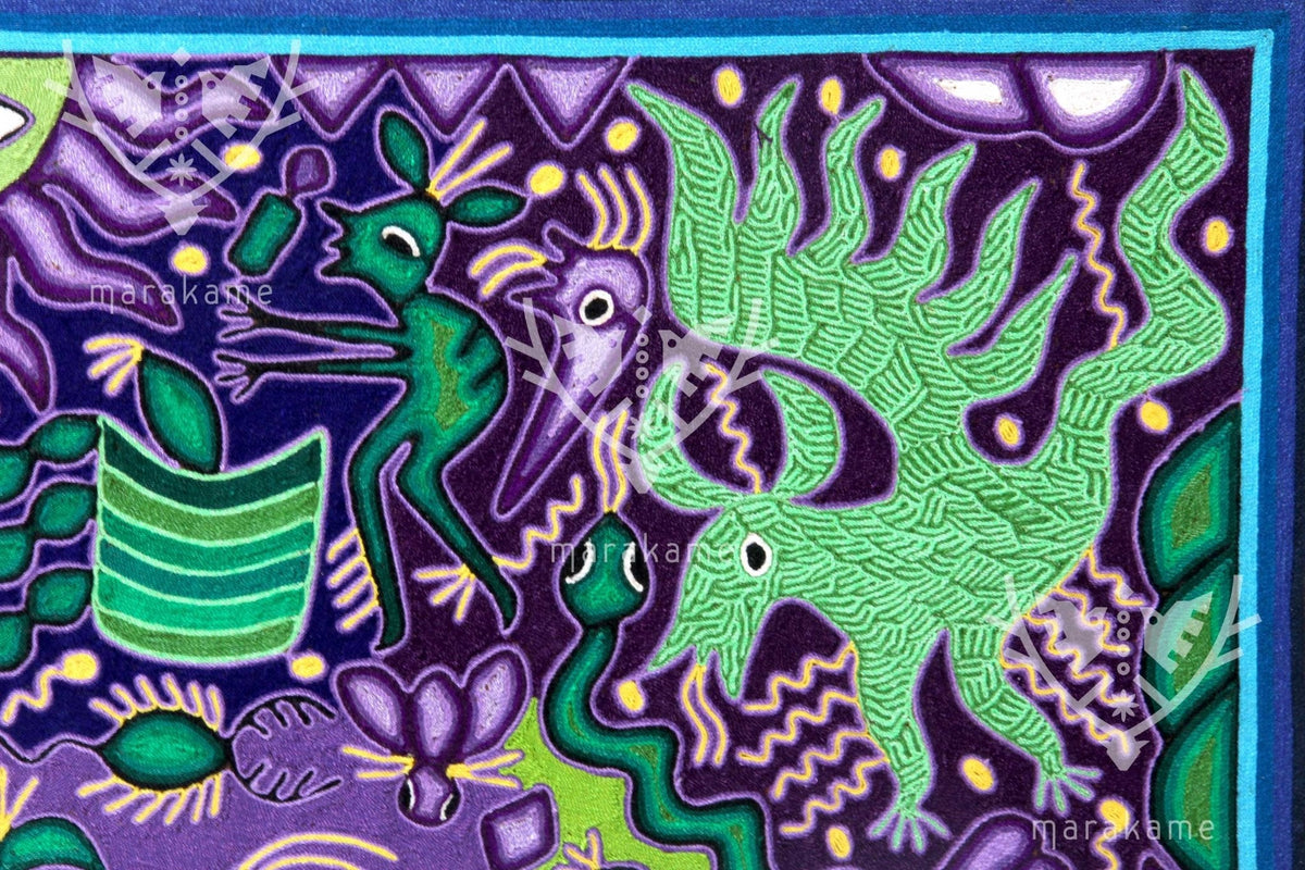Nierika de Estambre Cuadro Huichol - Tawexika - 120 x 120 cm. - Arte Huichol - Marakame