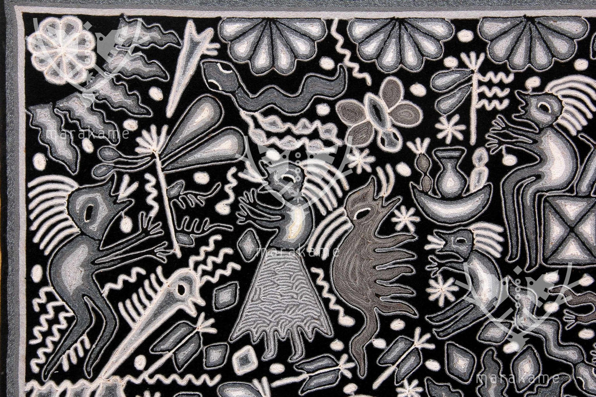 Nierika de Estambre Cuadro Huichol - Xanu - 120 x 120 cm. de diámetro - Arte Huichol - Marakame