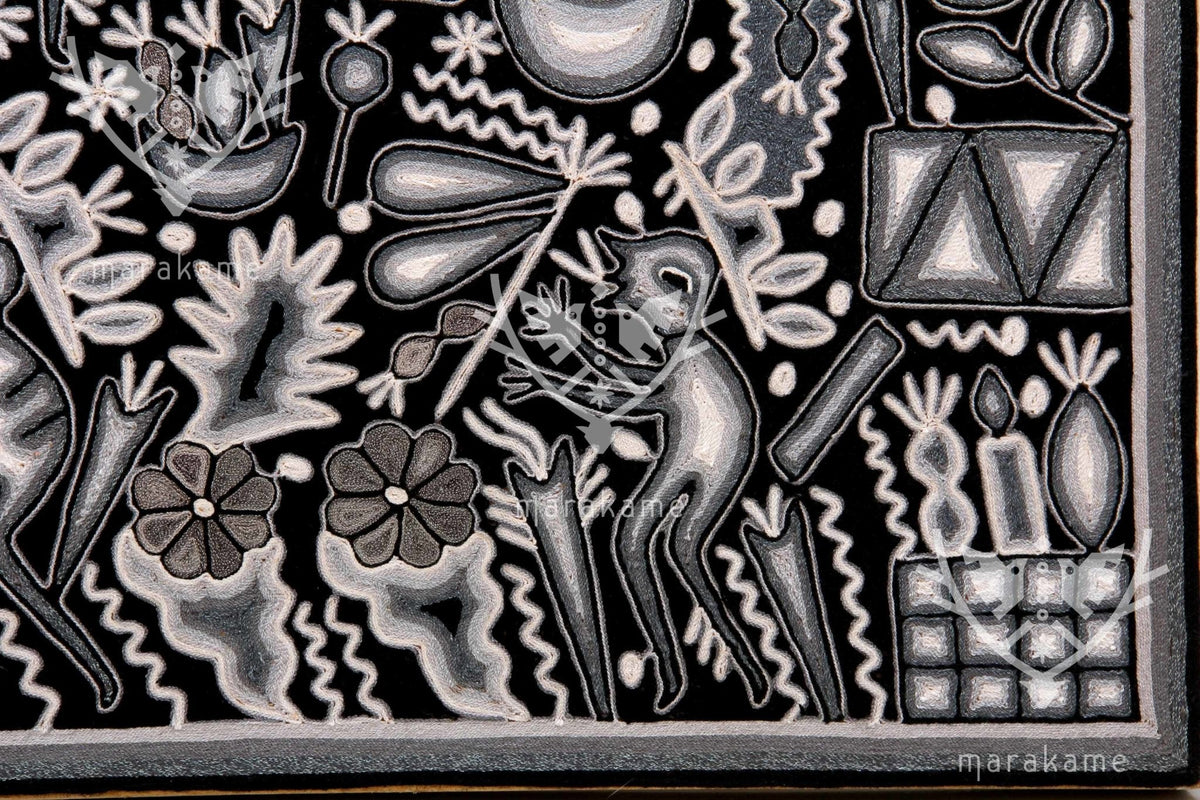 Nierika de Estambre Cuadro Huichol - Xanu - 120 x 120 cm. de diámetro - Arte Huichol - Marakame