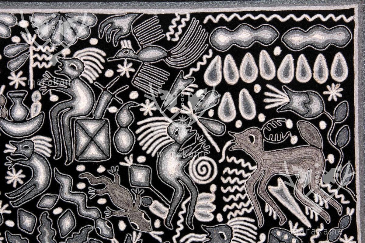 Nierika de Estambre Cuadro Huichol - Xanu - 120 x 120 cm. de diámetro - Arte Huichol - Marakame