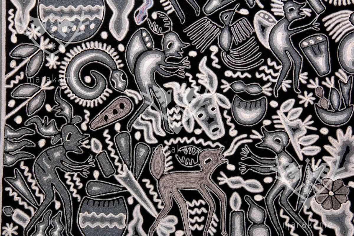 Nierika de Estambre Cuadro Huichol - Xanu - 120 x 120 cm. de diámetro - Arte Huichol - Marakame