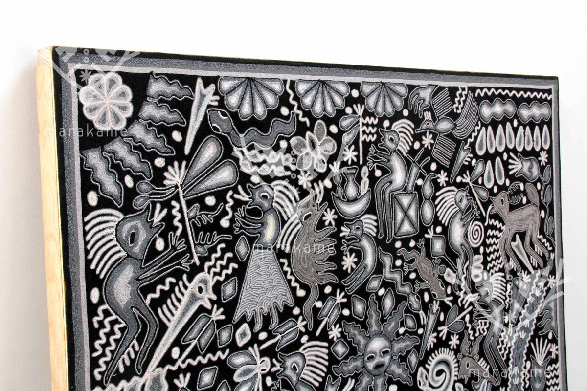 Nierika de Estambre Cuadro Huichol - Xanu - 120 x 120 cm. de diámetro - Arte Huichol - Marakame