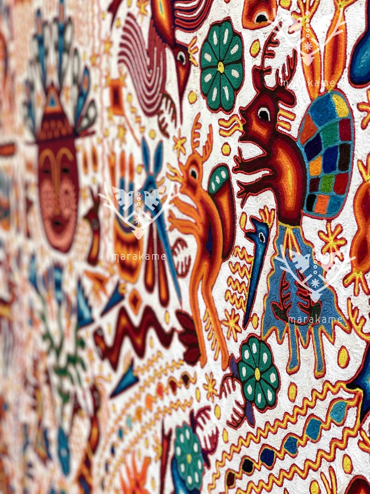 Nierika de Estambre Cuadro Huichol - Xeunax - 200 x 200 cm. - Arte Huichol - Marakame