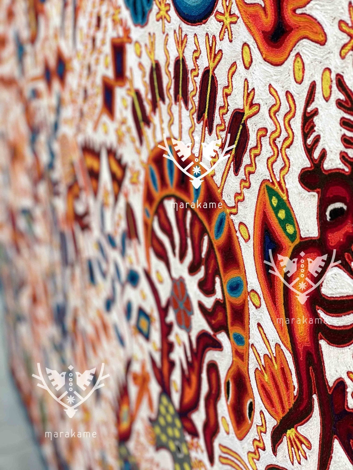 Nierika de Estambre Cuadro Huichol - Xeunax - 200 x 200 cm. - Arte Huichol - Marakame