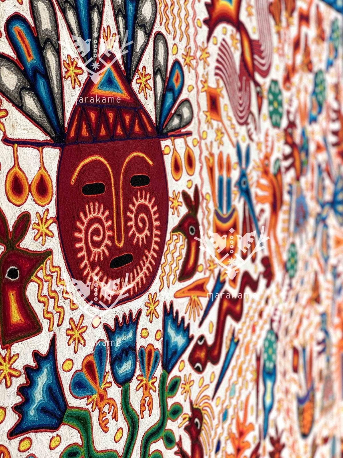 Nierika de Estambre Cuadro Huichol - Xeunax - 200 x 200 cm. - Arte Huichol - Marakame