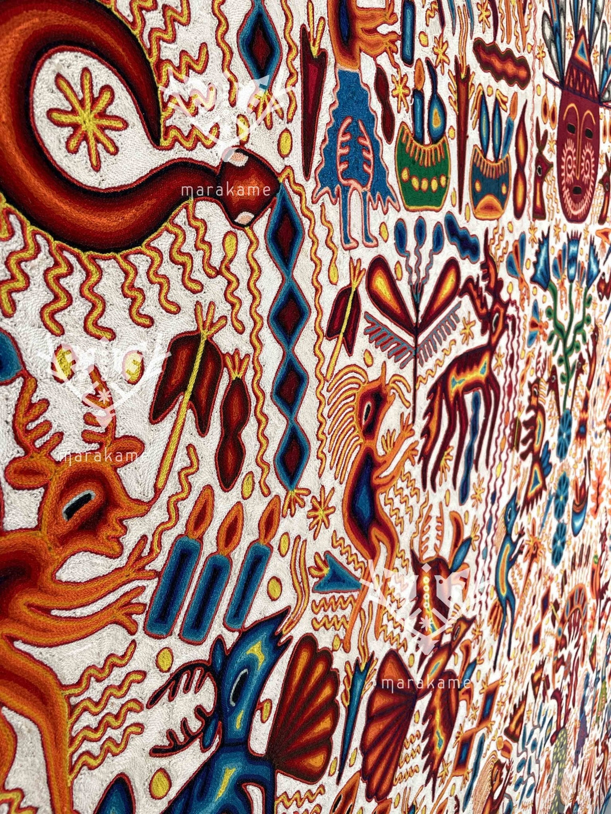 Nierika de Estambre Cuadro Huichol - Xeunax - 200 x 200 cm. - Arte Huichol - Marakame