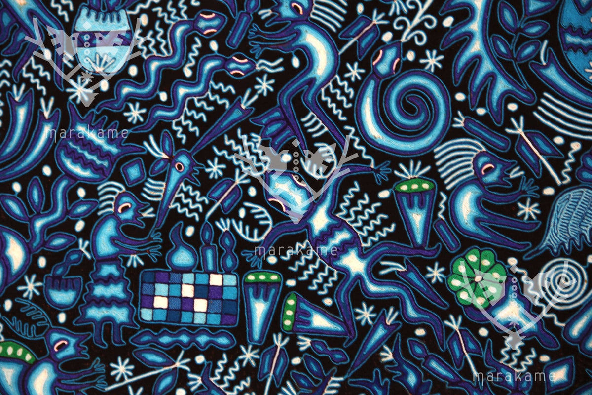 Nierika de Estambre Cuadro Huichol - Xukuri - 200 x 200 cm. - Arte Huichol - Marakame