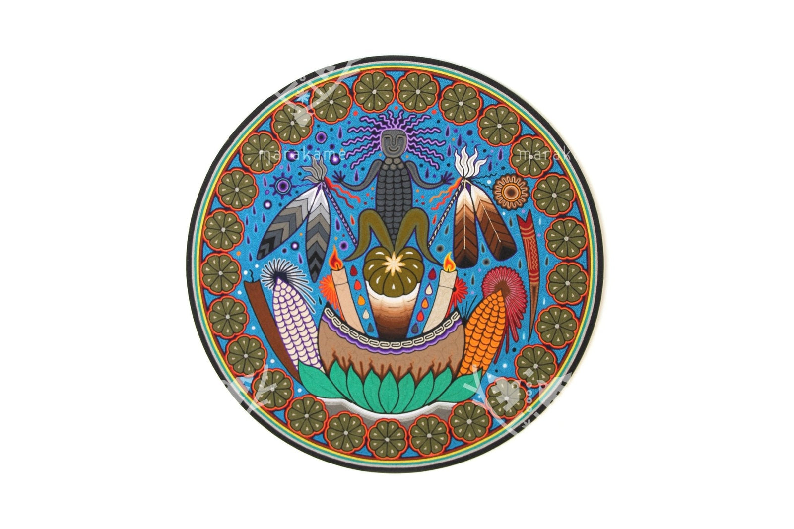 Nierika de Estambre fino Círculo Huichol - Niwetsika - 60 cm. - Arte Huichol - Marakame