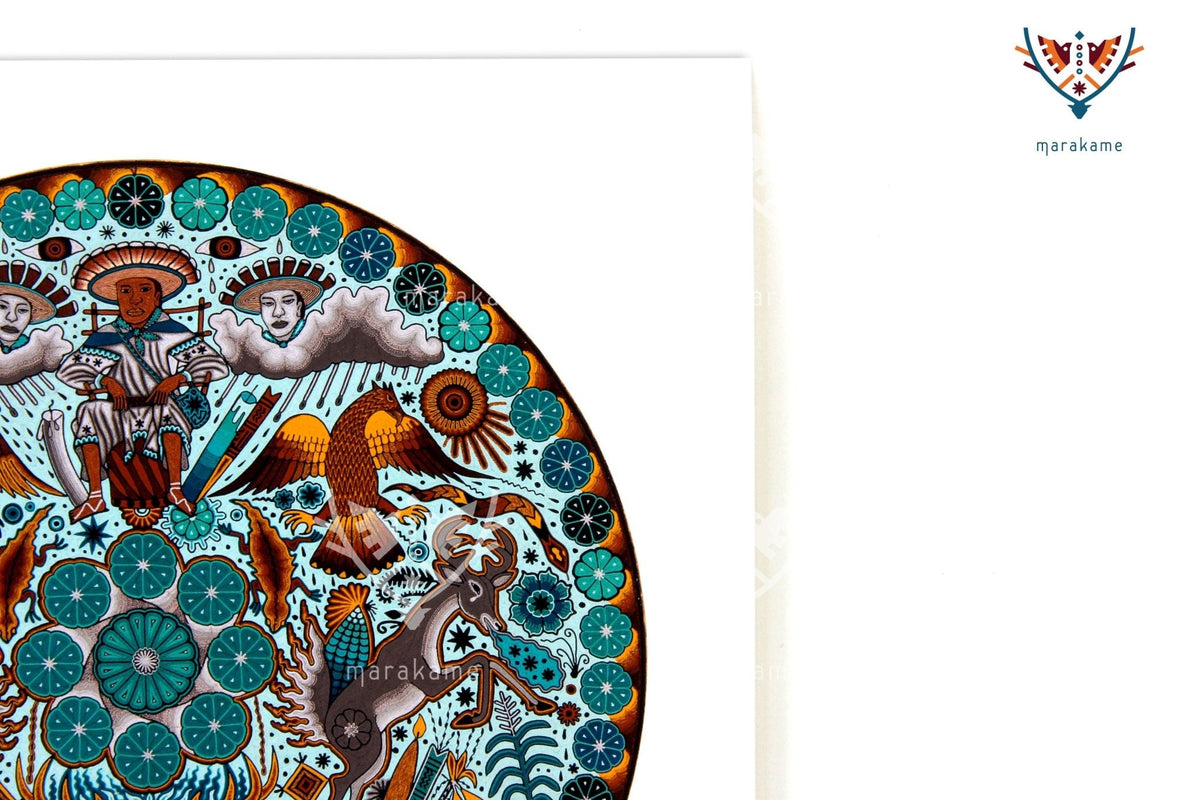 Wirikuta - 30 x 30 cm. - 12 x 12 in. - Arte Huichol - Marakame