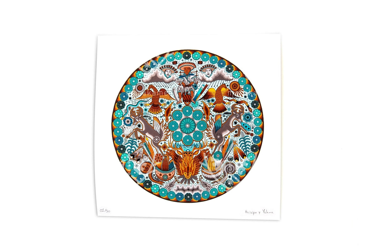 Wirikuta - 30 x 30 cm. - 12 x 12 in. - Arte Huichol - Marakame