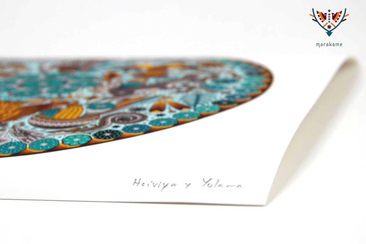 Wirikuta - 30 x 30 cm. - 12 x 12 in. - Arte Huichol - Marakame