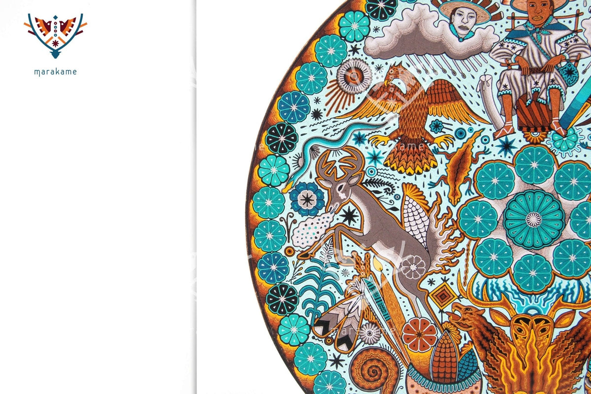 Wirikuta - 45 x 45 cm. - 18 x 18 in. - Arte Huichol - Marakame