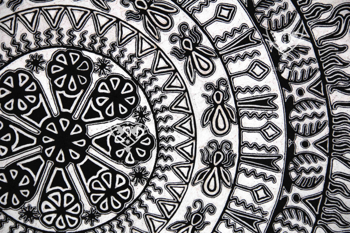 Nierika de Estambre Círculo Huichol - Jícara - 160 cm. de diámetro