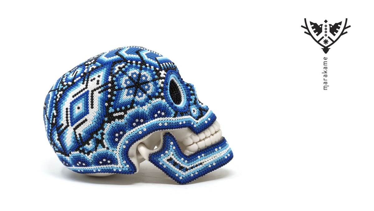 Calaverita Huichol - &quot;Ewi Hiku&quot; - Arte Huichol - Marakame