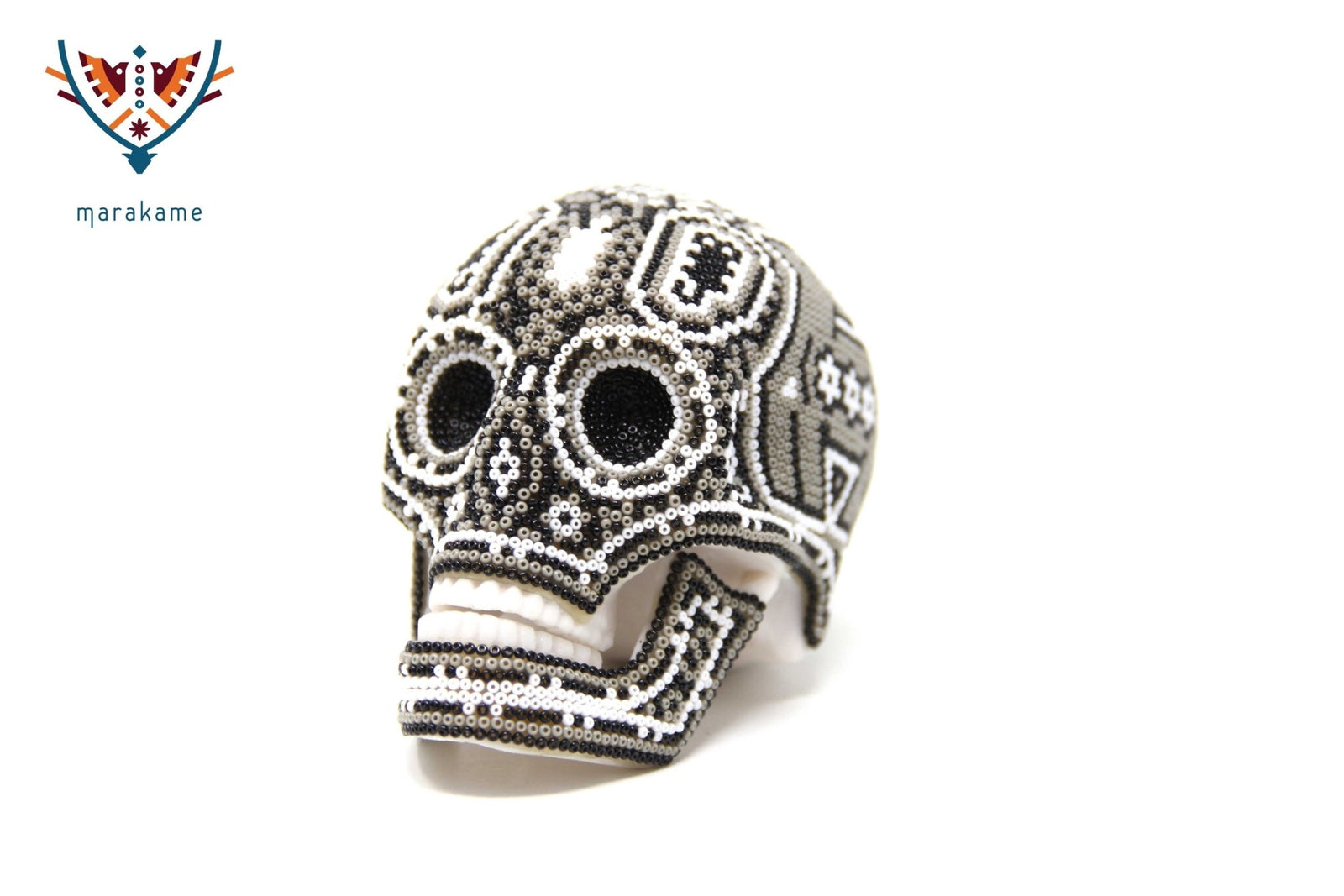 Calaverita Huichol Mini - "Haramara III" - Arte Huichol - Marakame