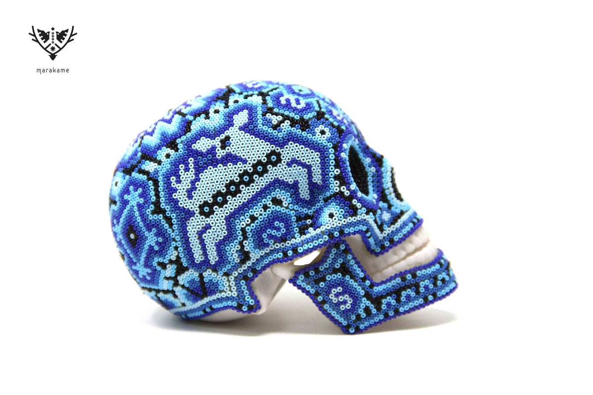 Calaverita Huichol Mini - &quot;Imukui 4&quot; - Arte Huichol - Marakame