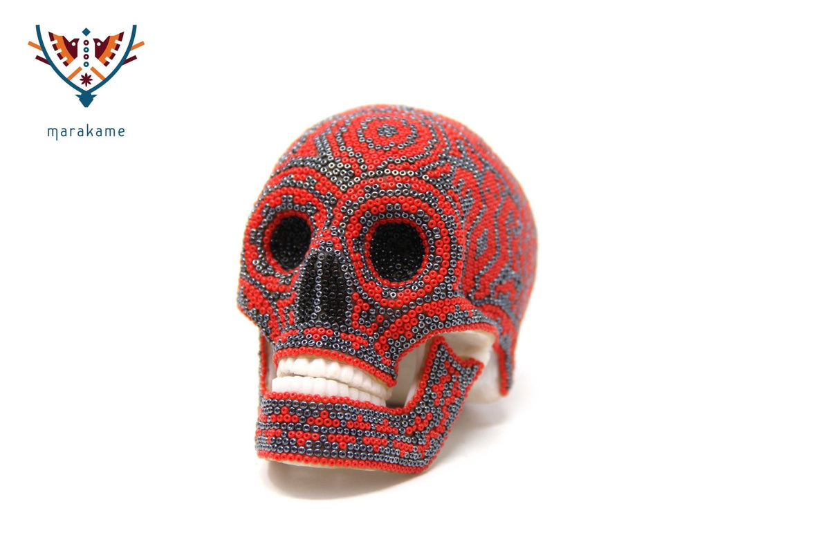 Calaverita Huichol Mini - &quot;Yumutame VIII&quot; - Arte Huichol - Marakame
