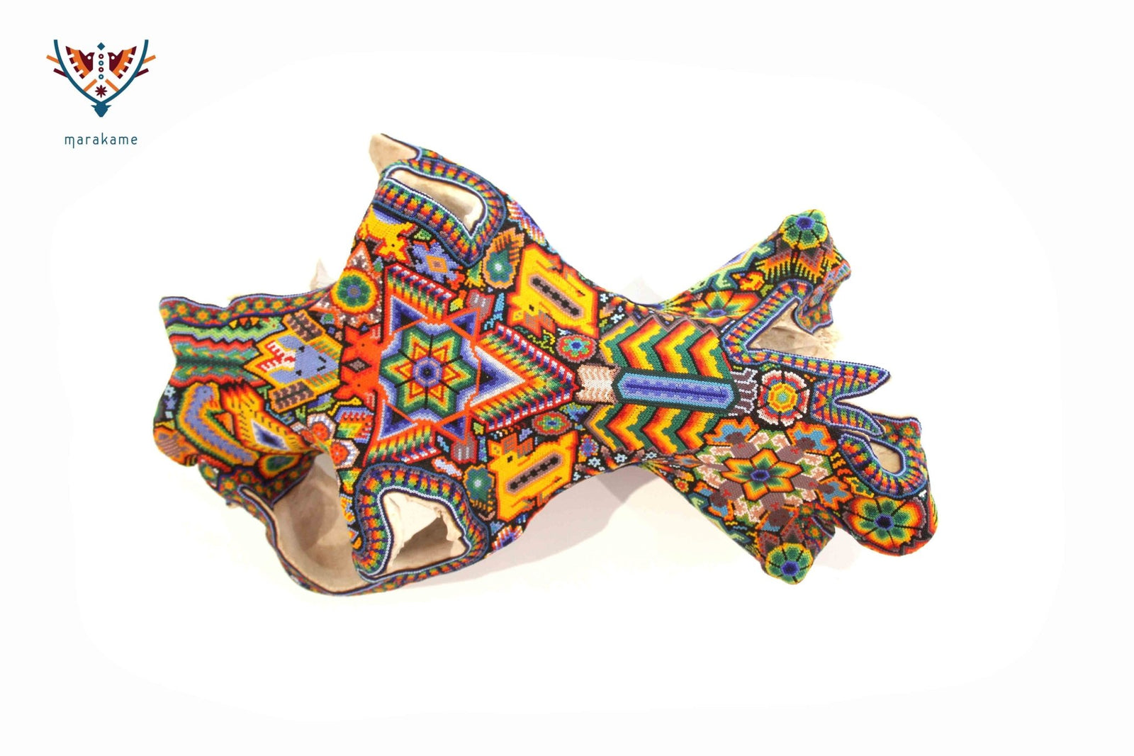 Cráneo auténtico de hipopotamo - Weriyaukiaa II - Arte Huichol - Marakame