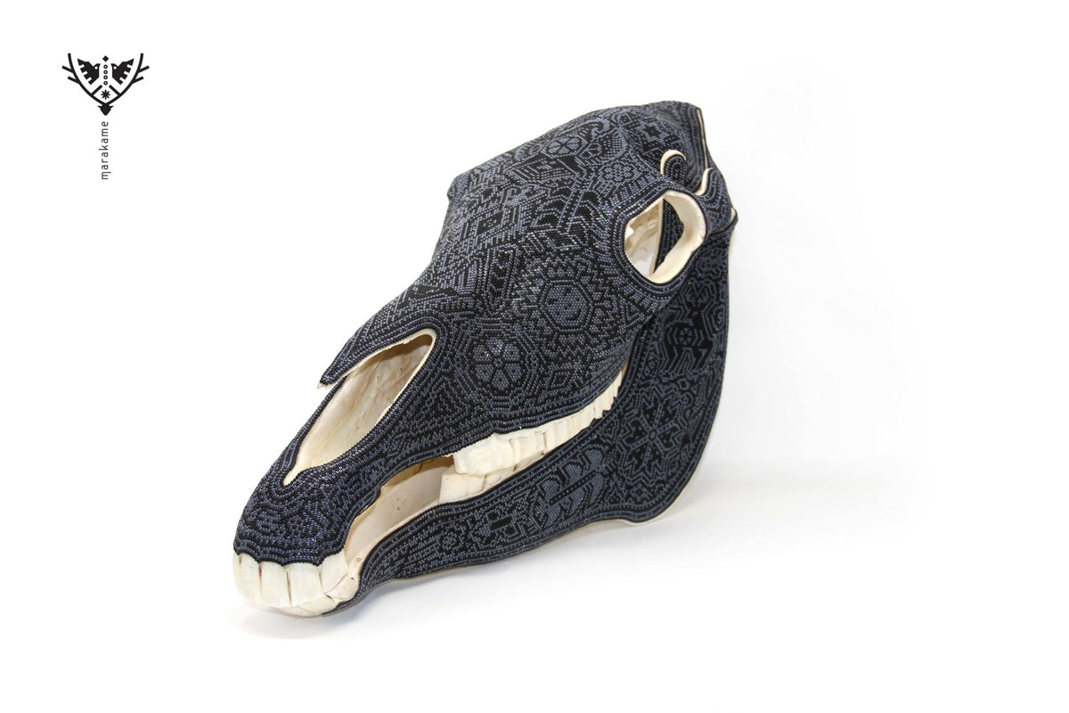 Cráneo de Caballo Huichol -&quot;Werika K+pi&quot; - Arte Huichol - Marakame