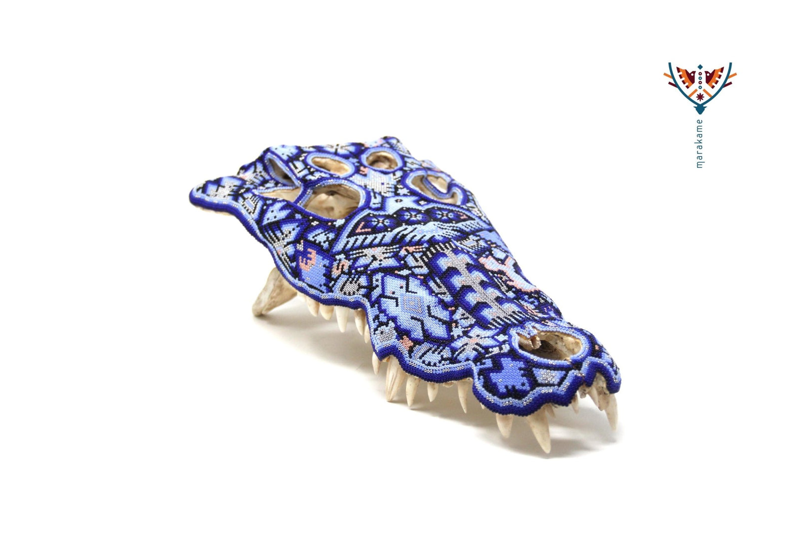 Cráneo de Cocodrilo Huichol -"Yuawi" - Arte Huichol - Marakame