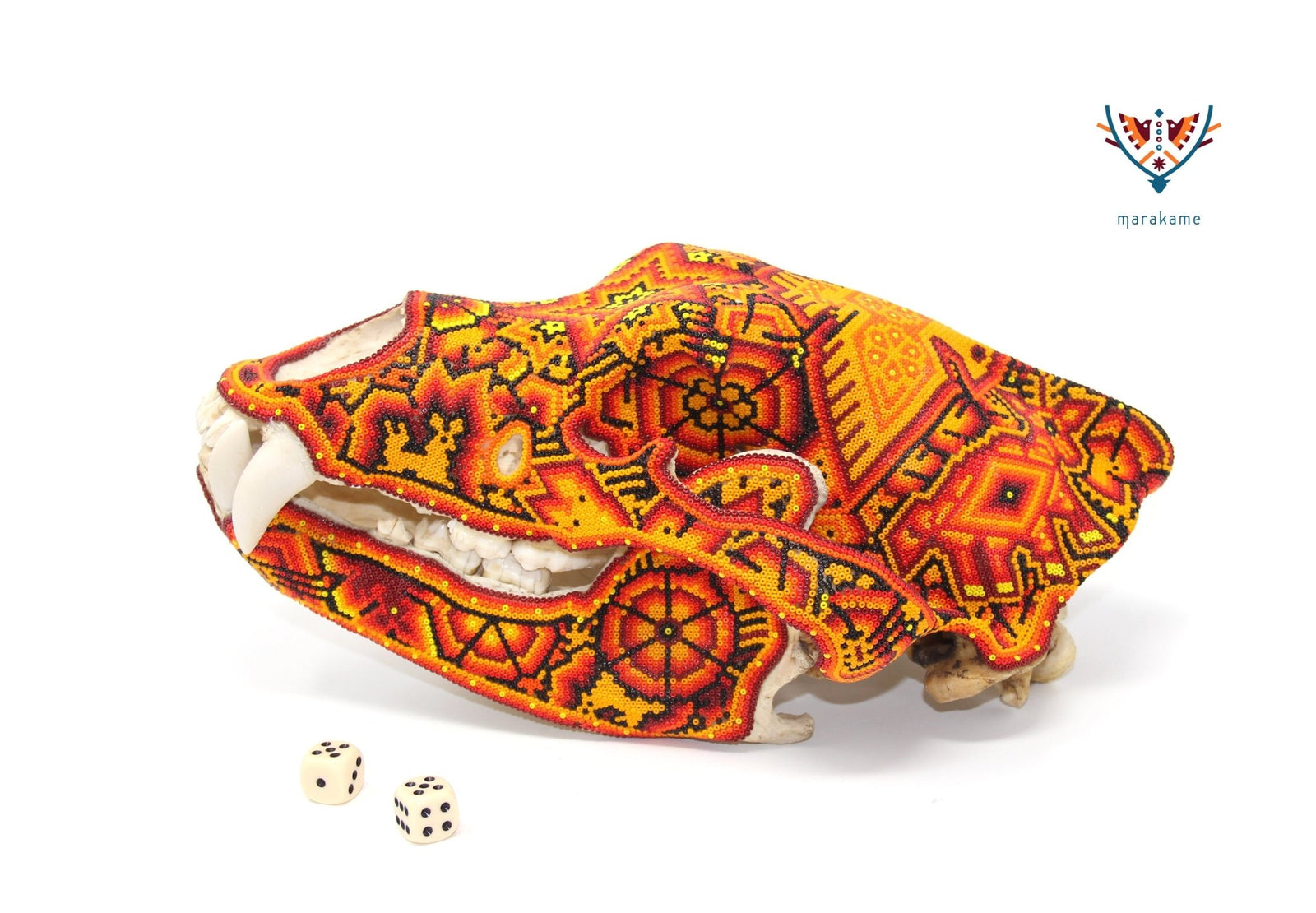 Cráneo de Oso Gigante -"Rhotze Tatewari" - Arte Huichol - Marakame