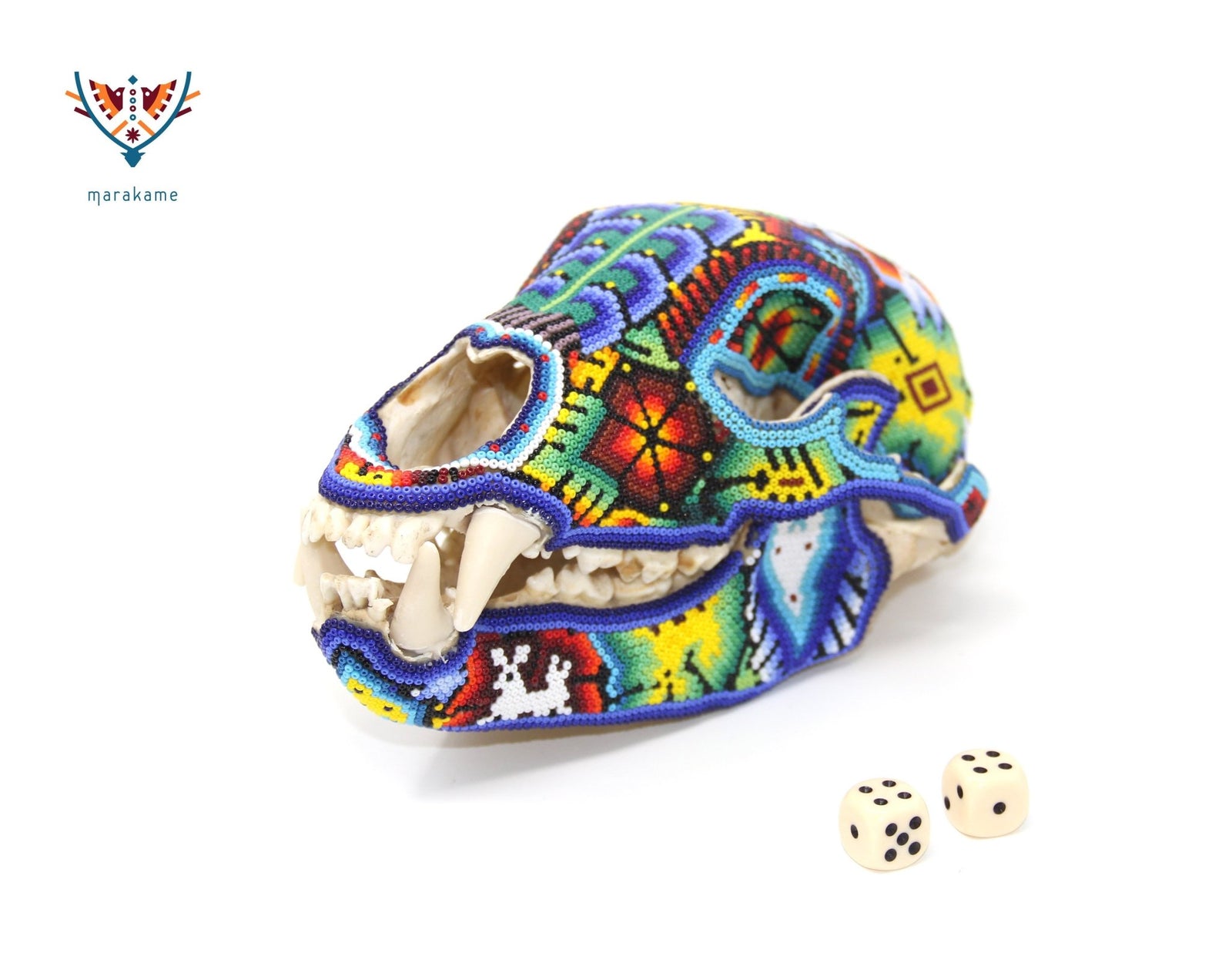 Cráneo de Oso -"Hikuri Tatsiu" - Arte Huichol - Marakame