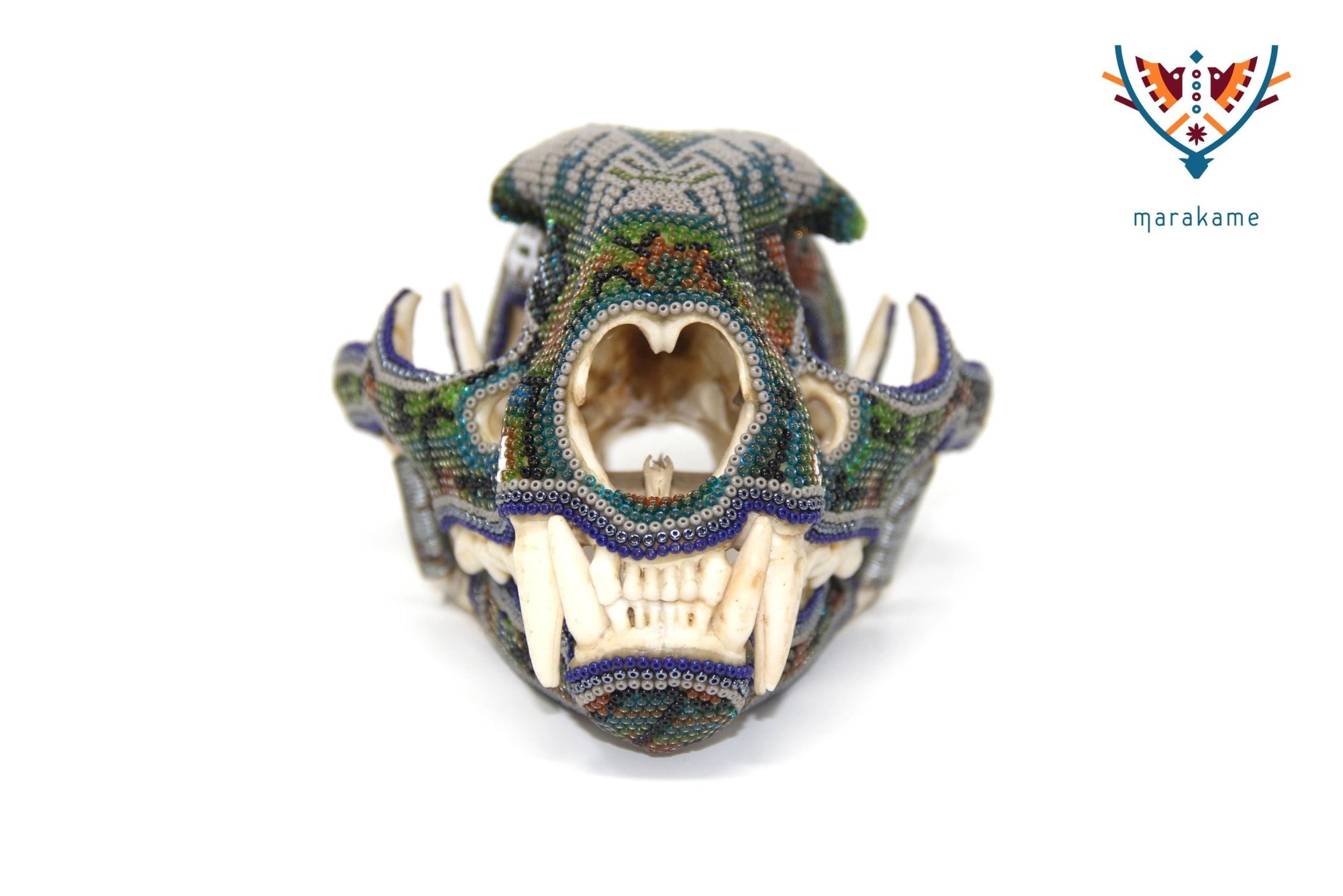 Cráneo de puma Huichol -"Werikateime" - Arte Huichol - Marakame