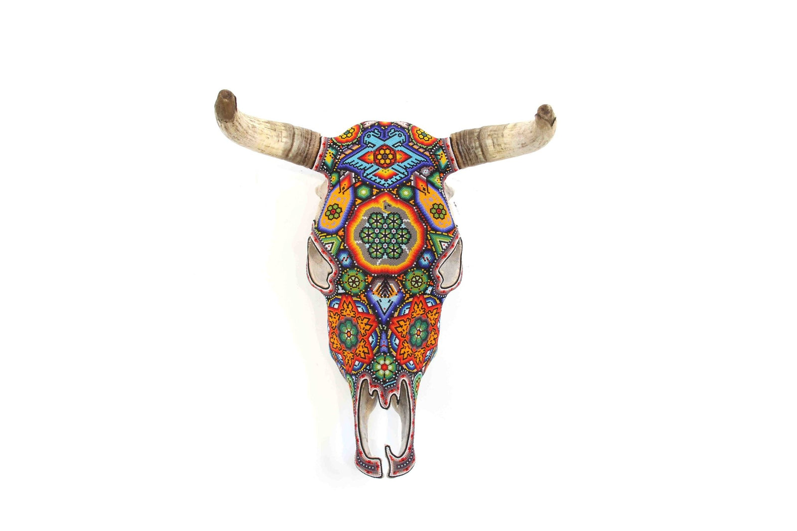 Cráneo de vaca Arte Huichol - Hikuri I - Arte Huichol - Marakame