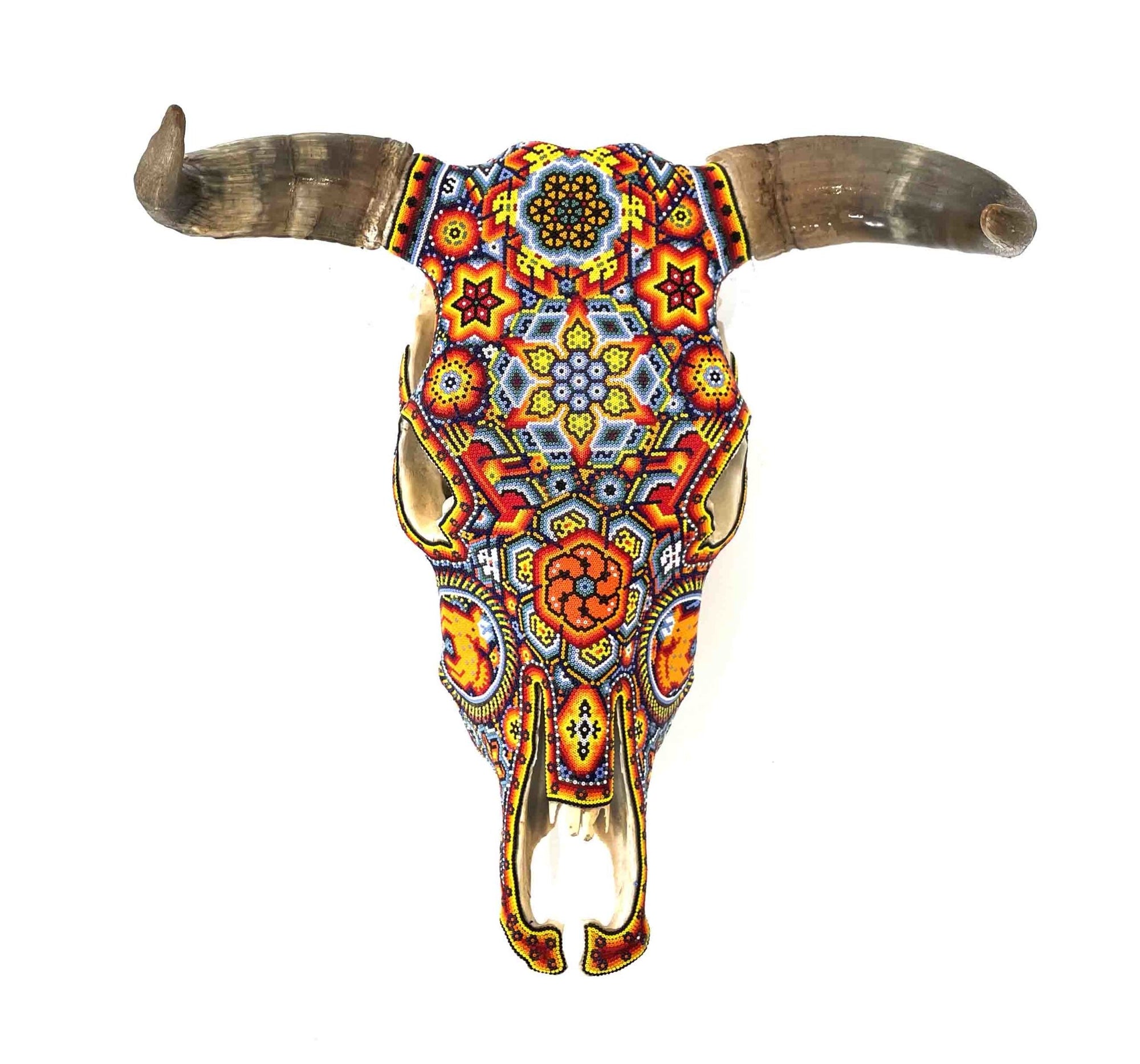 Cráneo de vaca Arte Huichol - Turah III - Arte Huichol - Marakame