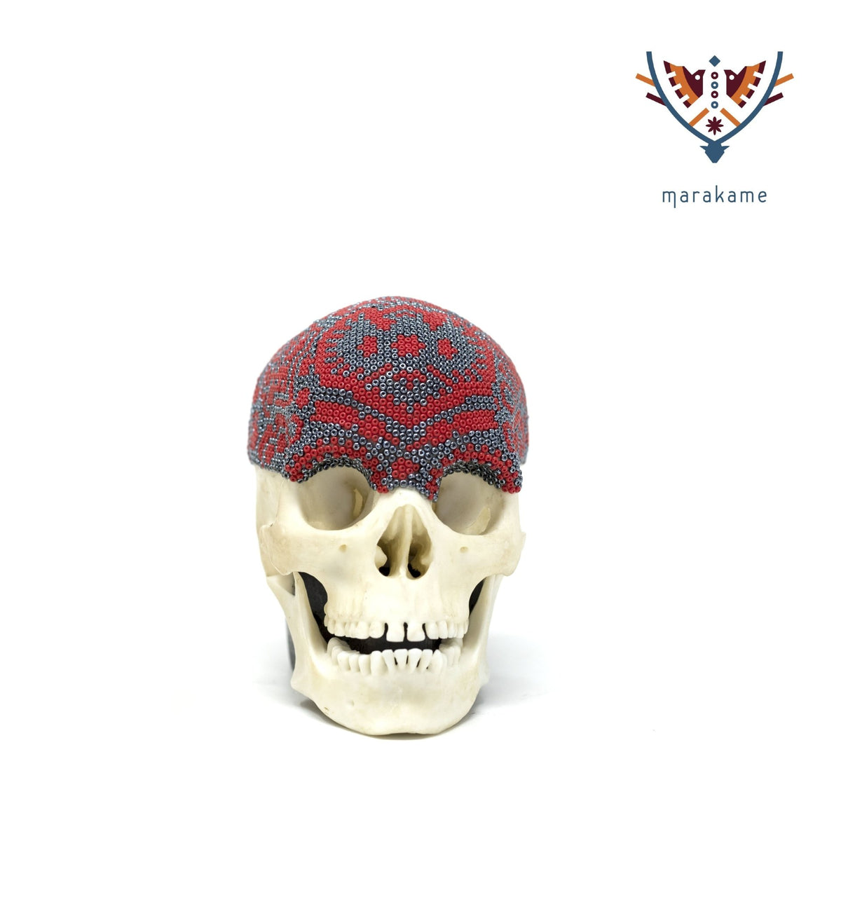 Cráneo Hiperrealista de Humano escala: &quot;Mukiyari I&quot; - Arte Huichol - Marakame