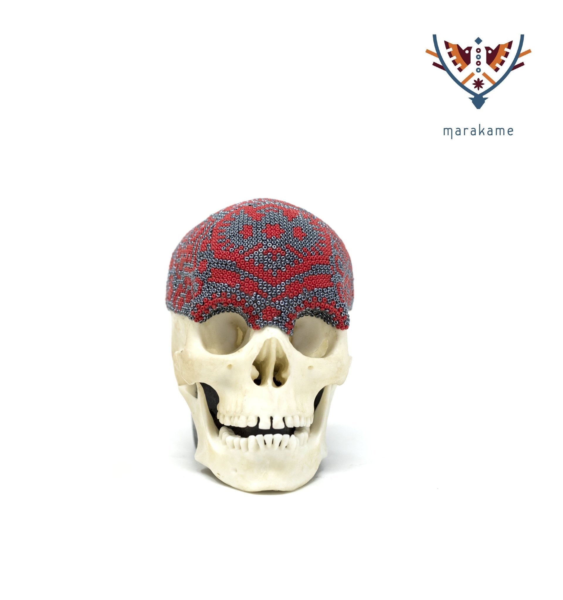 Cráneo Hiperrealista de Humano escala: "Mukiyari I" - Arte Huichol - Marakame