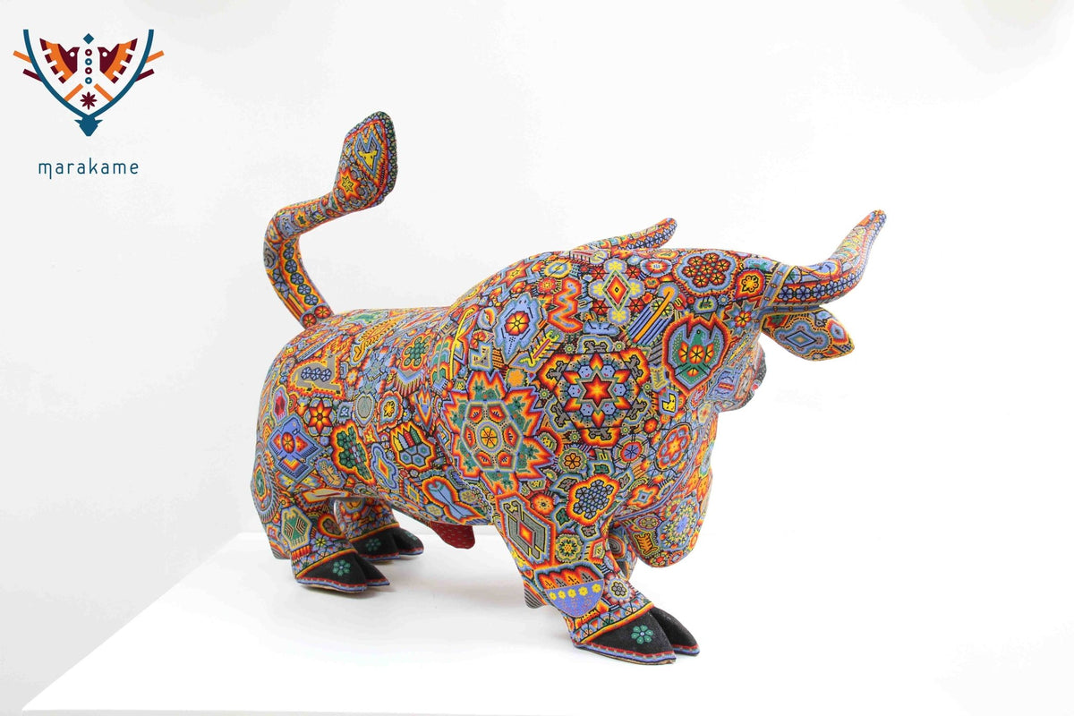 Escultura Arte Huichol Toro - Gran Turah - Arte Huichol - Marakame