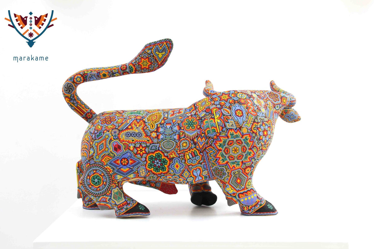 Escultura Arte Huichol Toro - Gran Turah - Arte Huichol - Marakame