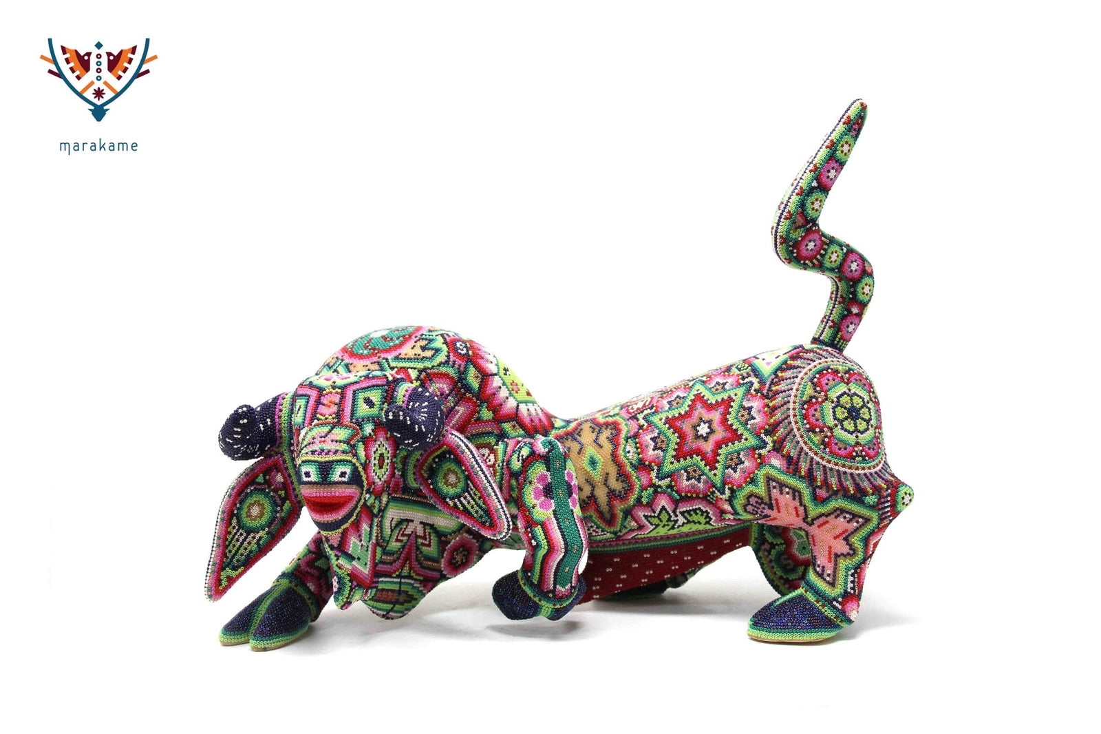 Escultura Arte Huichol Toro - Hakuyaka - Arte Huichol - Marakame