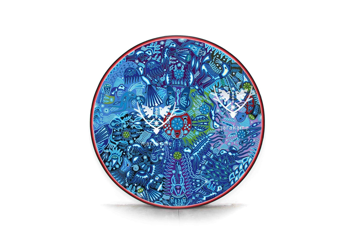 Nierika de Estambre Círculo Huichol - Tuutu huyeyari - 120 cm. de diámetro - Arte Huichol - Marakame